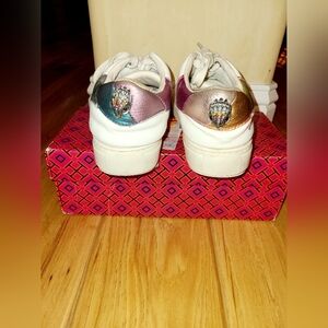 Kurt Geiger Designer White & Rainbow Sneakers Tennis Shoes 8.5